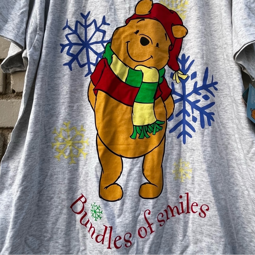 NWT Vtg Disney Winnie the Pooh Snowflake Nightgown in Gray - One Size - Picture 2 of 7